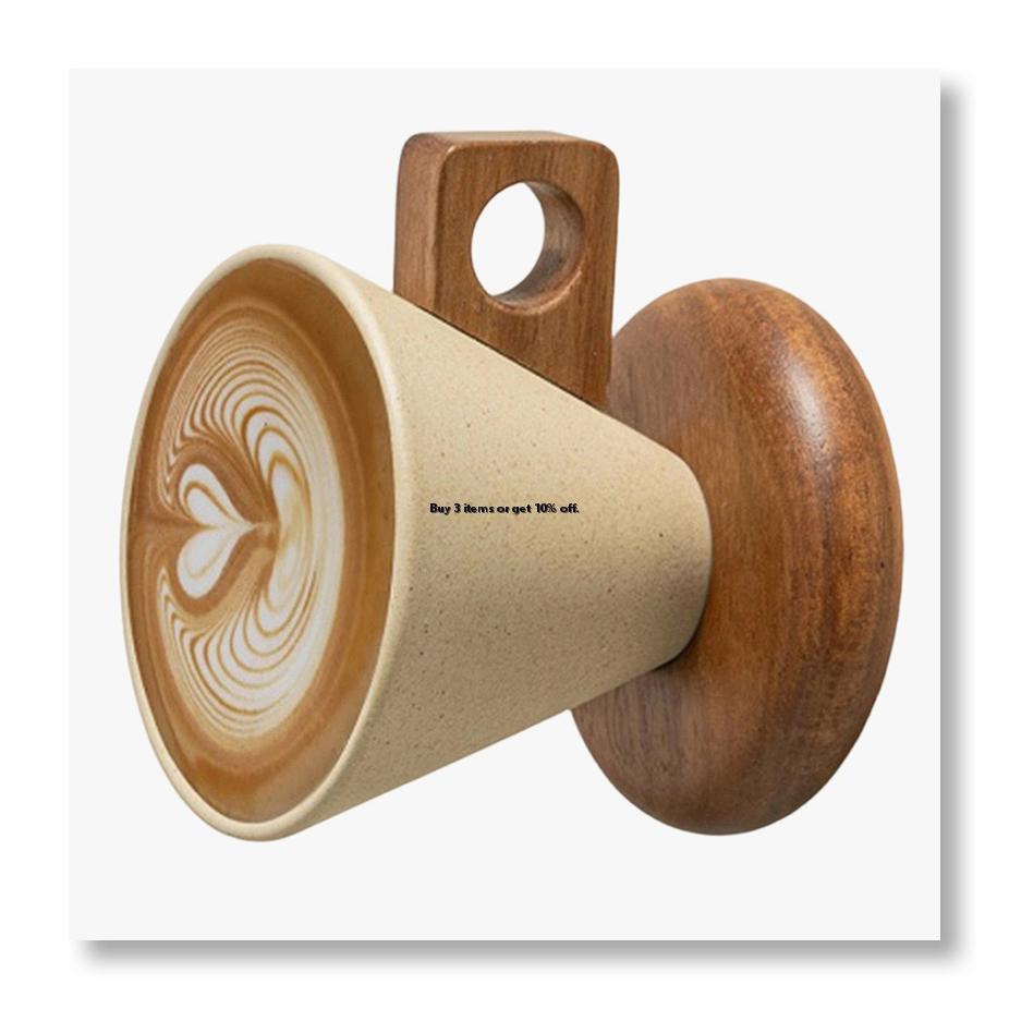 Coffee&Tea House Menu - Ceramic Coffee Cup& Wood Base Spoon