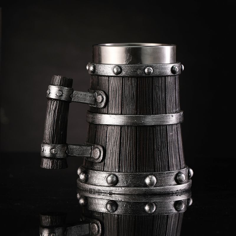 Coffee Tea Flask - Wood Grain Beer Glass Resin Stainless