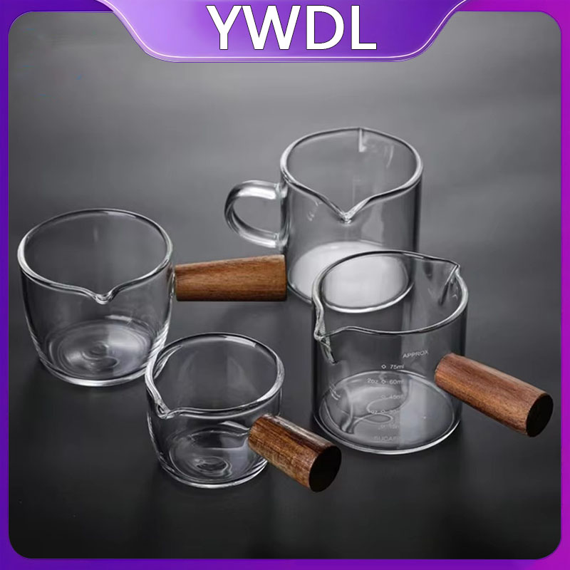 Coffee Tea Tumbler - 50/75/100/140Ml Tay Cầm Gỗ Kính Espresso