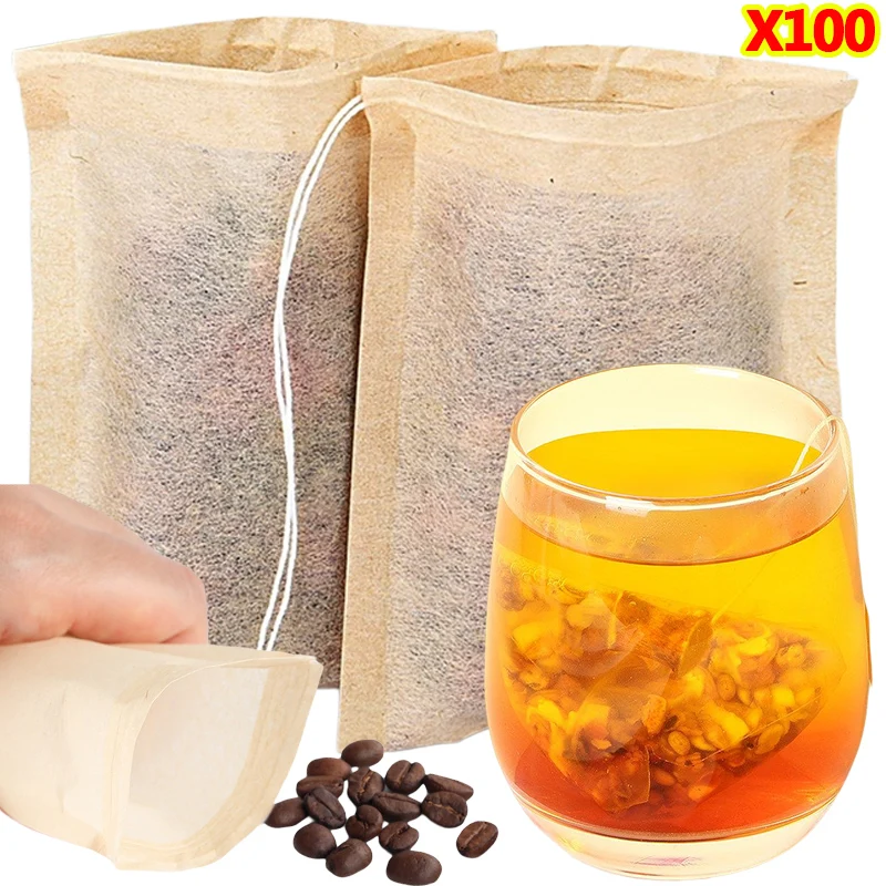 100Pcs Teabags with Drawstring - đánh giá và giá Coffee Tea And Bean Leaf