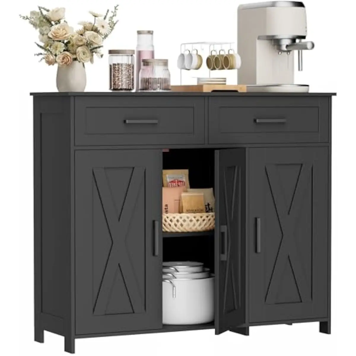 Coffee Bar Storage Cabinet wit - đánh giá và giá Coffee&Tea House Menu