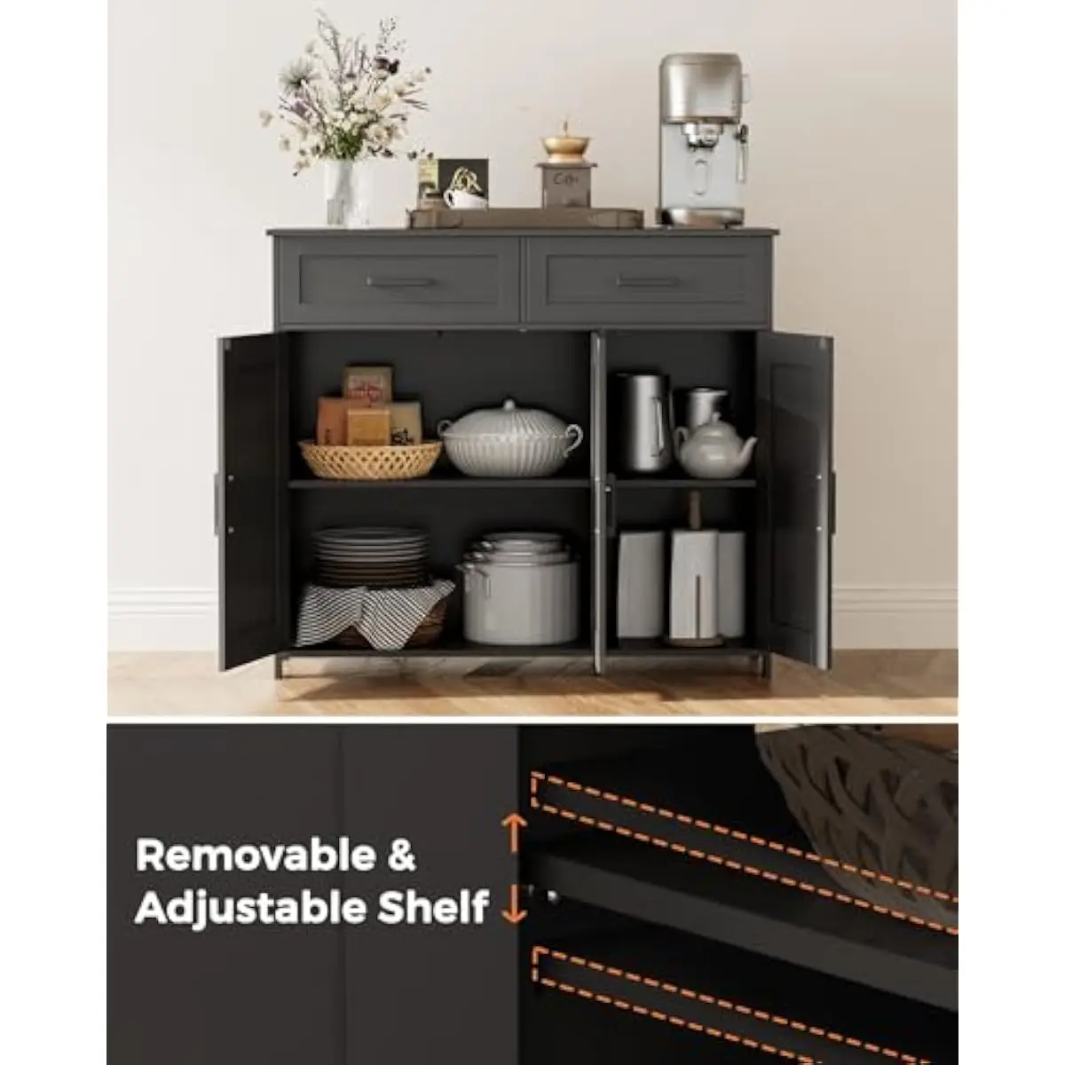 Coffee Bar Storage Cabinet wit - đánh giá và giá Coffee&Tea House Menu
