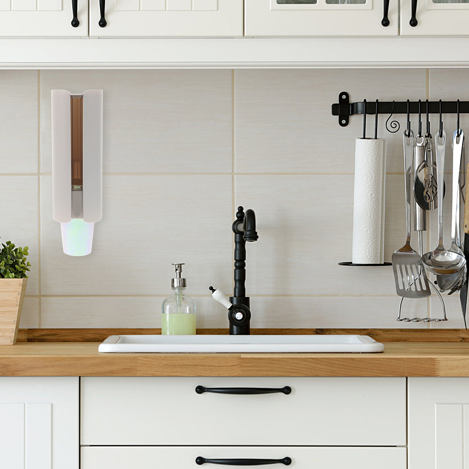 1Pcs Wall Mounted Cup Dispense - đánh giá và giá Wallpaper Coffee And Tea
