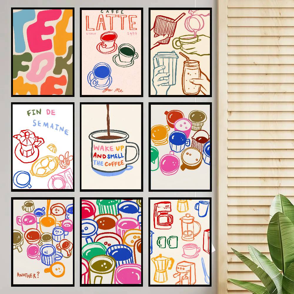 Color Aesthetics Retro Kitchen - đánh giá và giá Wallpaper Coffee And Tea