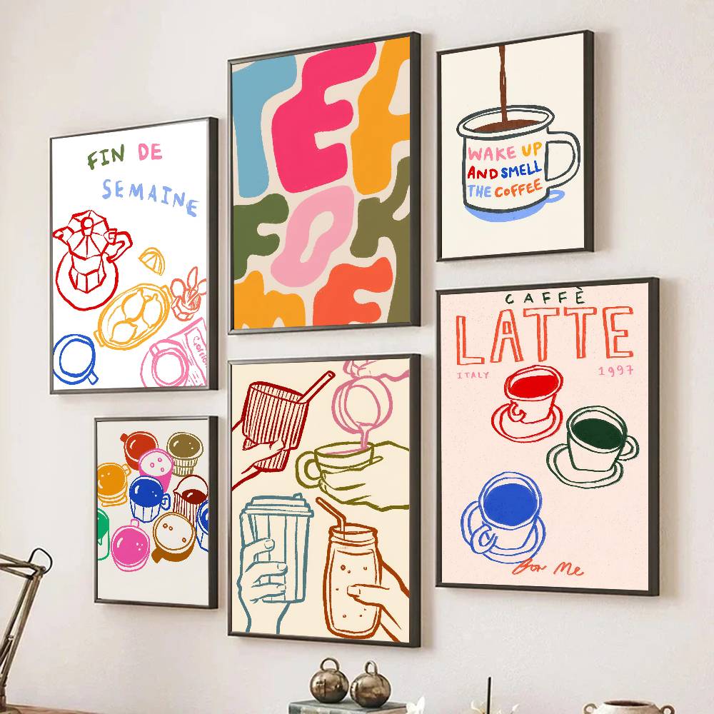 Color Aesthetics Retro Kitchen - đánh giá và giá Wallpaper Coffee And Tea