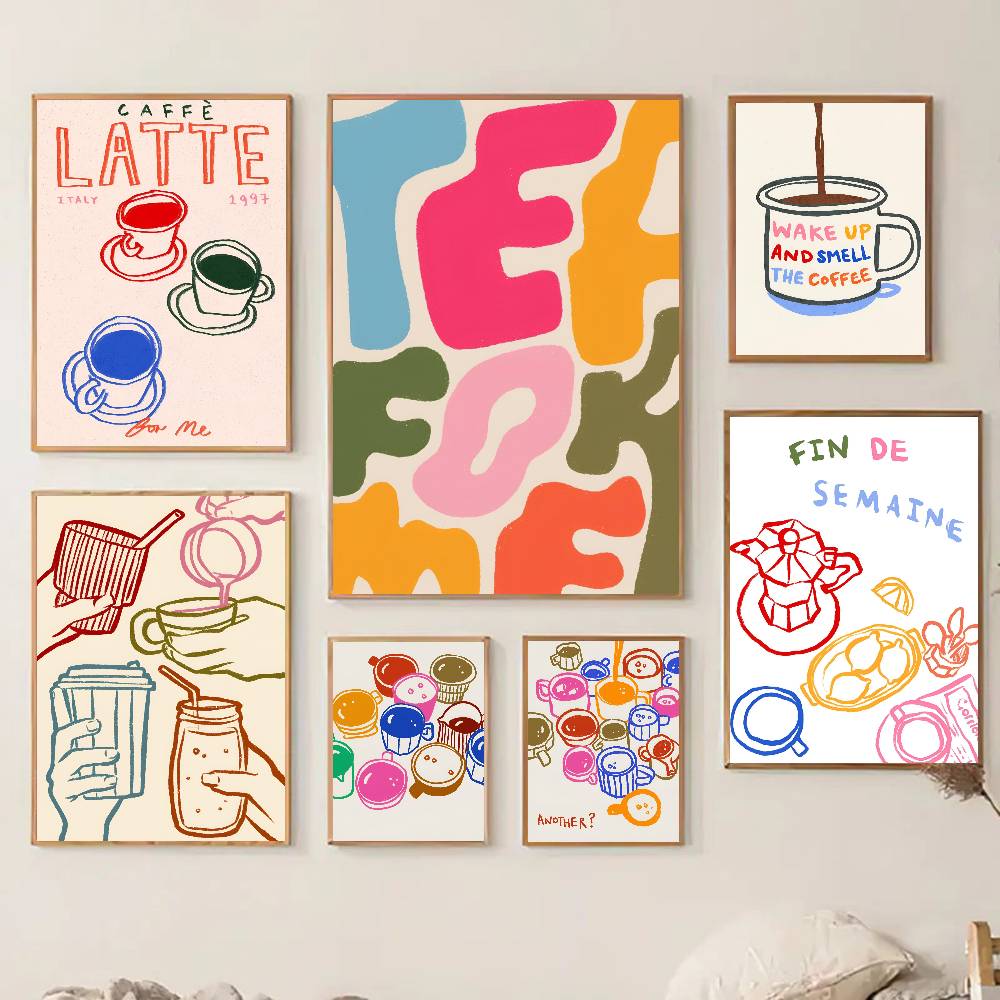 Color Aesthetics Retro Kitchen - đánh giá và giá Wallpaper Coffee And Tea