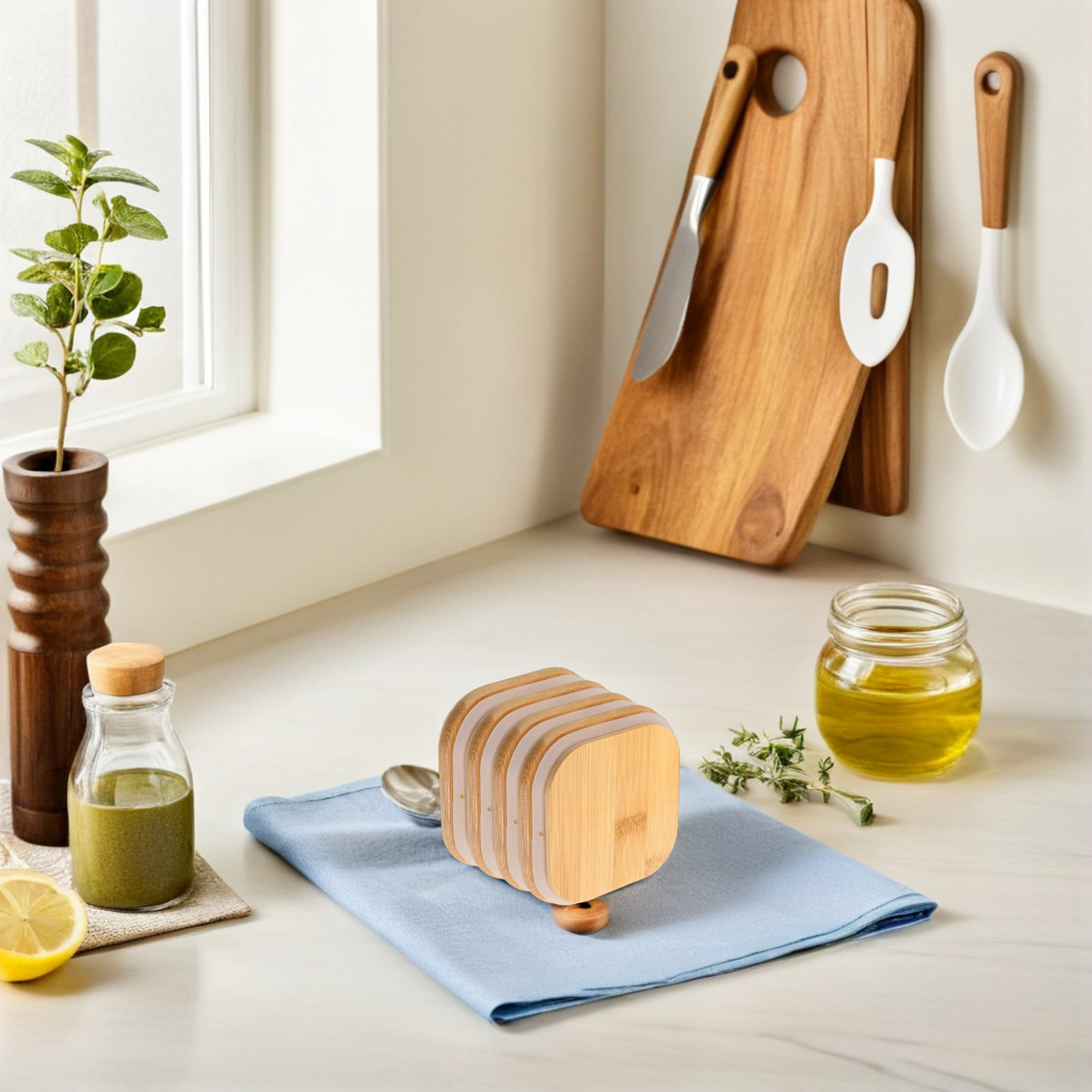 4Pcs Glass Canister Bamboo Lid - đánh giá và giá Coffee Tea And Bean Leaf